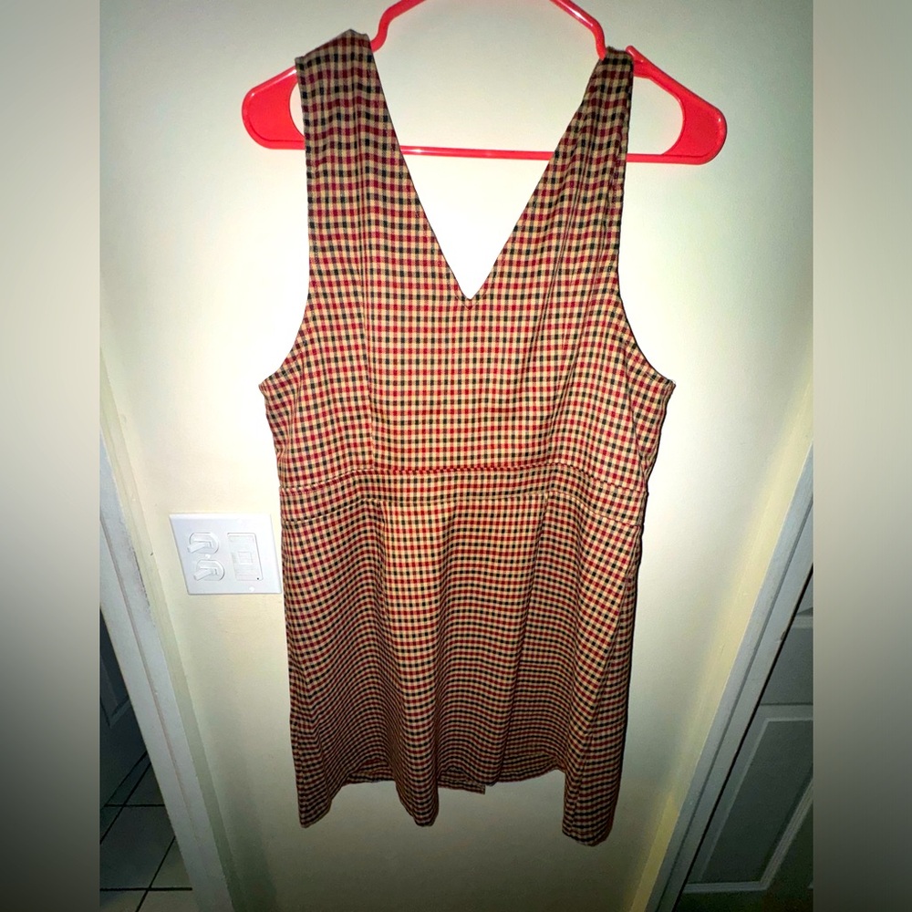 Button Up Plaid Pinafore (L)